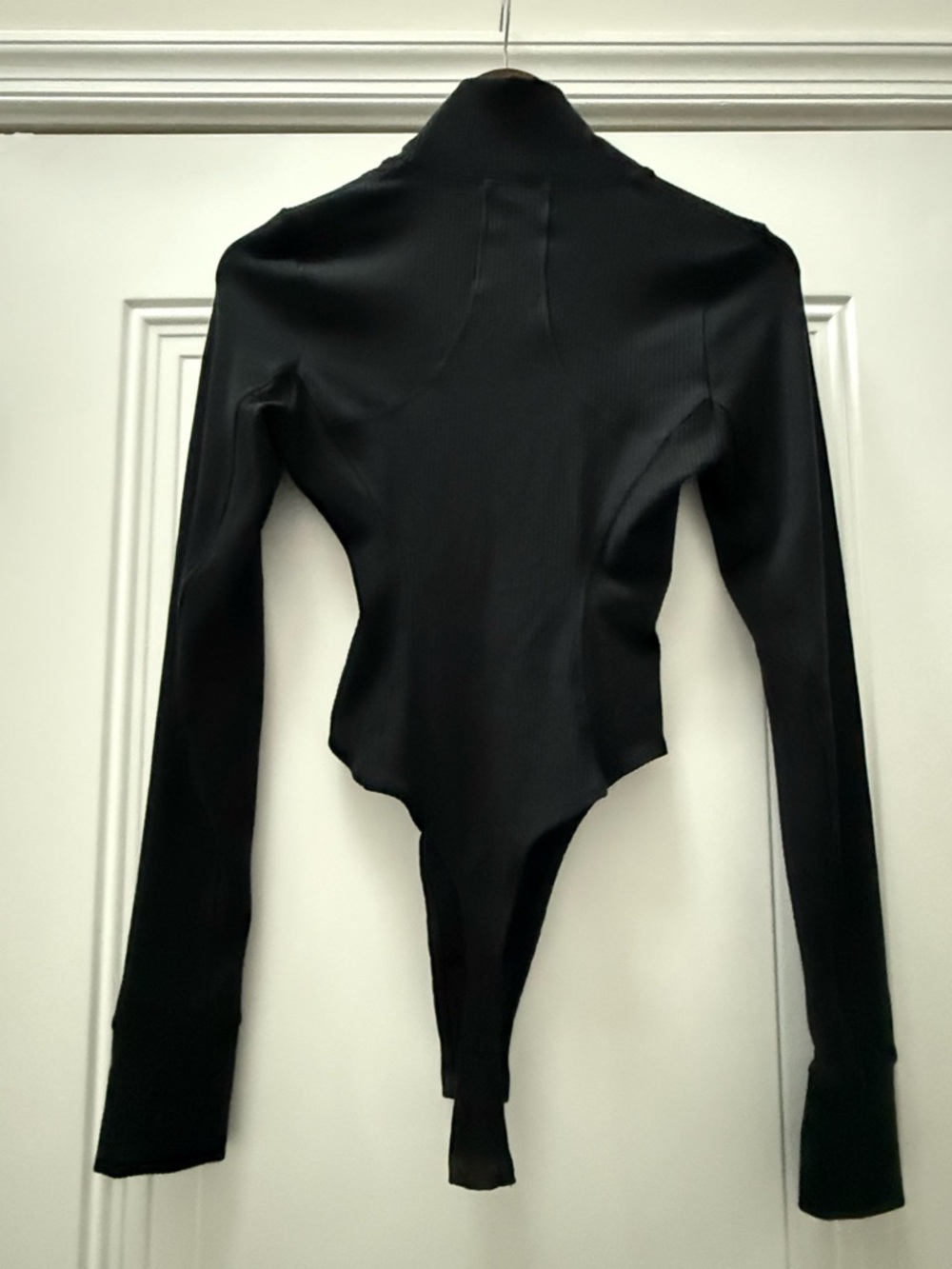 ALO Rise Up Black Long-Sleeve Quarter-Zip Bodysuit - Picture 3 of 5
